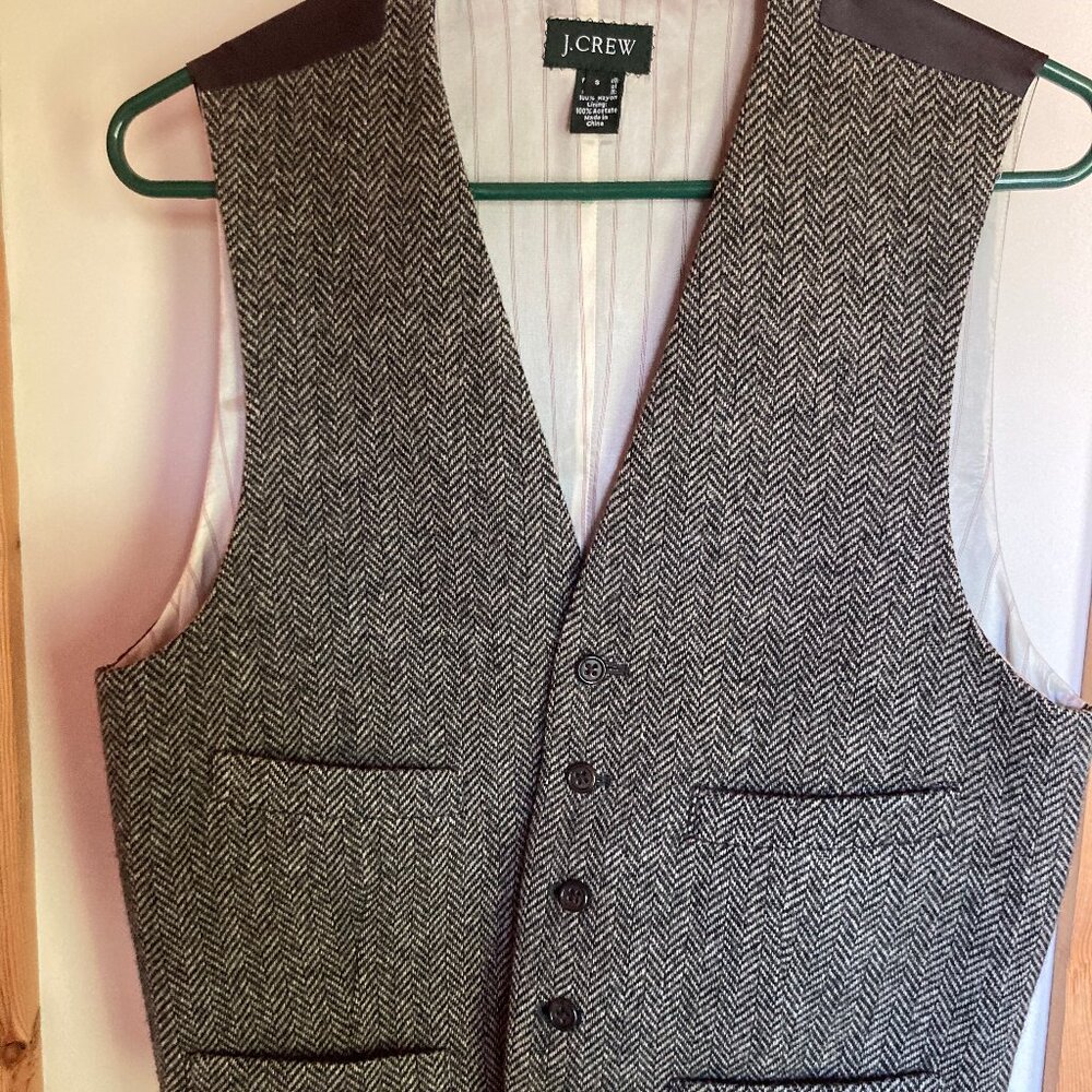J Crew Wool Herringbone Dress Vest, Sm